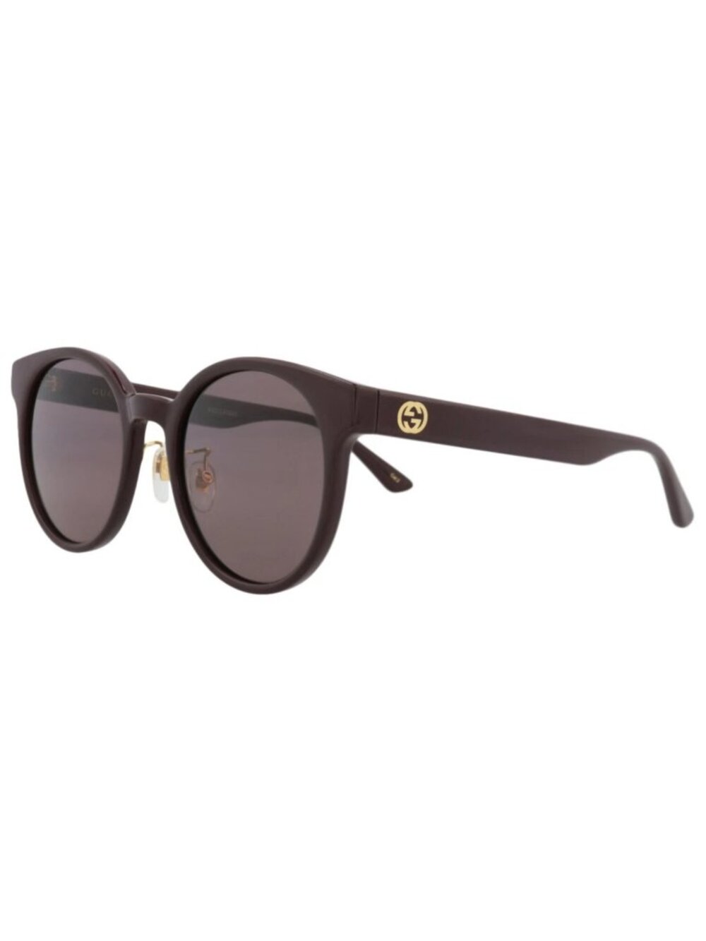 New Gucci Women's Sunglasses Round Oval Injection Frame Burgundy Burgundy Brown